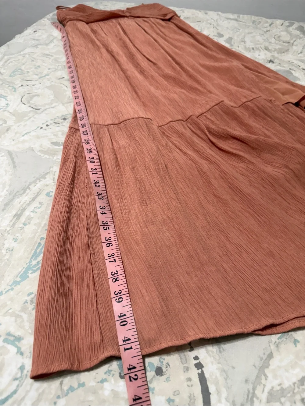 A&F | Salmon Ruched Crinkle Maxi Dress